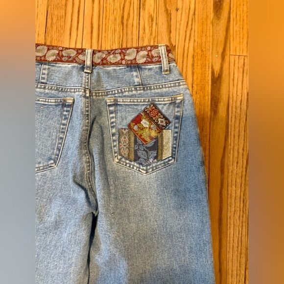 VTG 90s Limited Jeans 10 Patchwork High Rise Straight Leg Medieval Silk floral - Picture 15 of 15